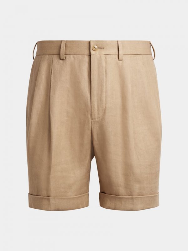 Mid Brown Pleated Bosa Shorts